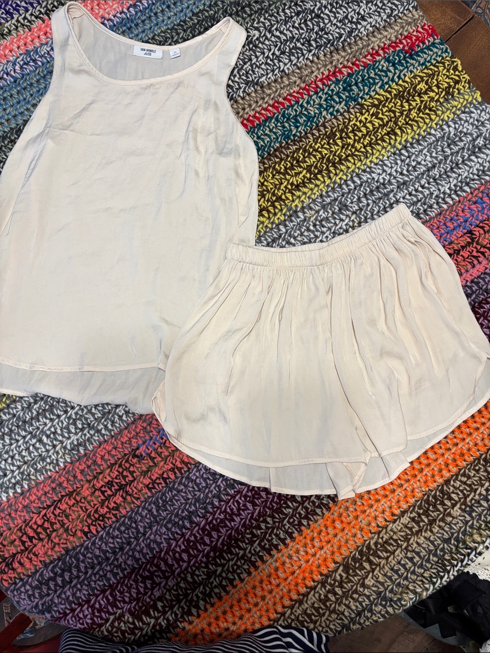 2pc Van Winkle & Co Ivory Cream Lightweight PJ top & Shorts